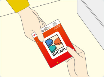 ビットキャッシュカードを店員に渡し、1,500~50,000クレジットの間でご希望の金額をお伝えください。