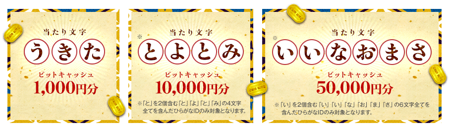 当たり文字が入っていた最大5万円分がもらえる!