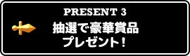 PRESENT3 抽選で豪華賞品プレゼント！