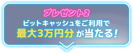 プレゼント2ビットキャッシュをご利用で最大3万円分が当たる！