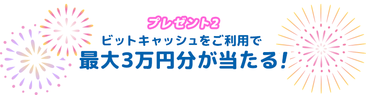 プレゼント2ビットキャッシュをご利用で最大3万円分が当たる！