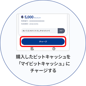 購入したビットキャッシュを 「マイビットキャッシュ」に チャージする