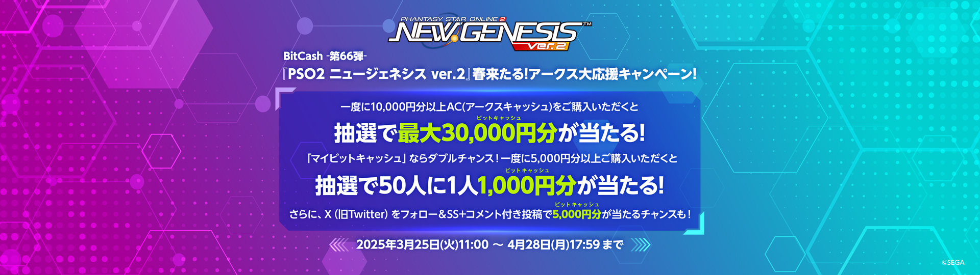 BitCash-第66弾- 『PSO2 ニュージェネシス ver.2』春来たる！アークス大応援キャンペーン！