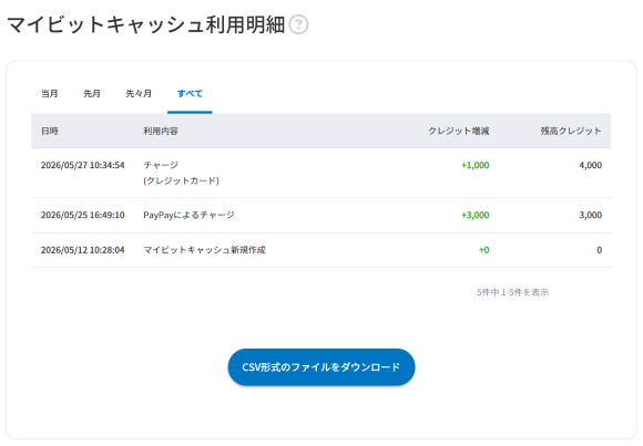 利用明細が表示されます。