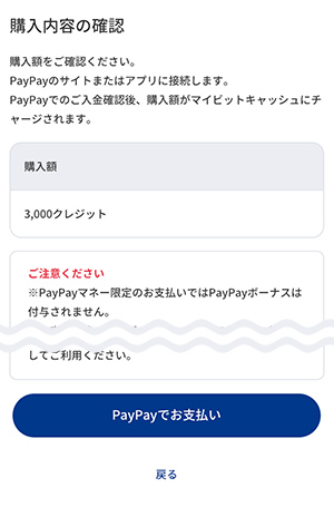 購入額を確認の上、間違いがなければ[PayPayでお支払い]を選択します。
